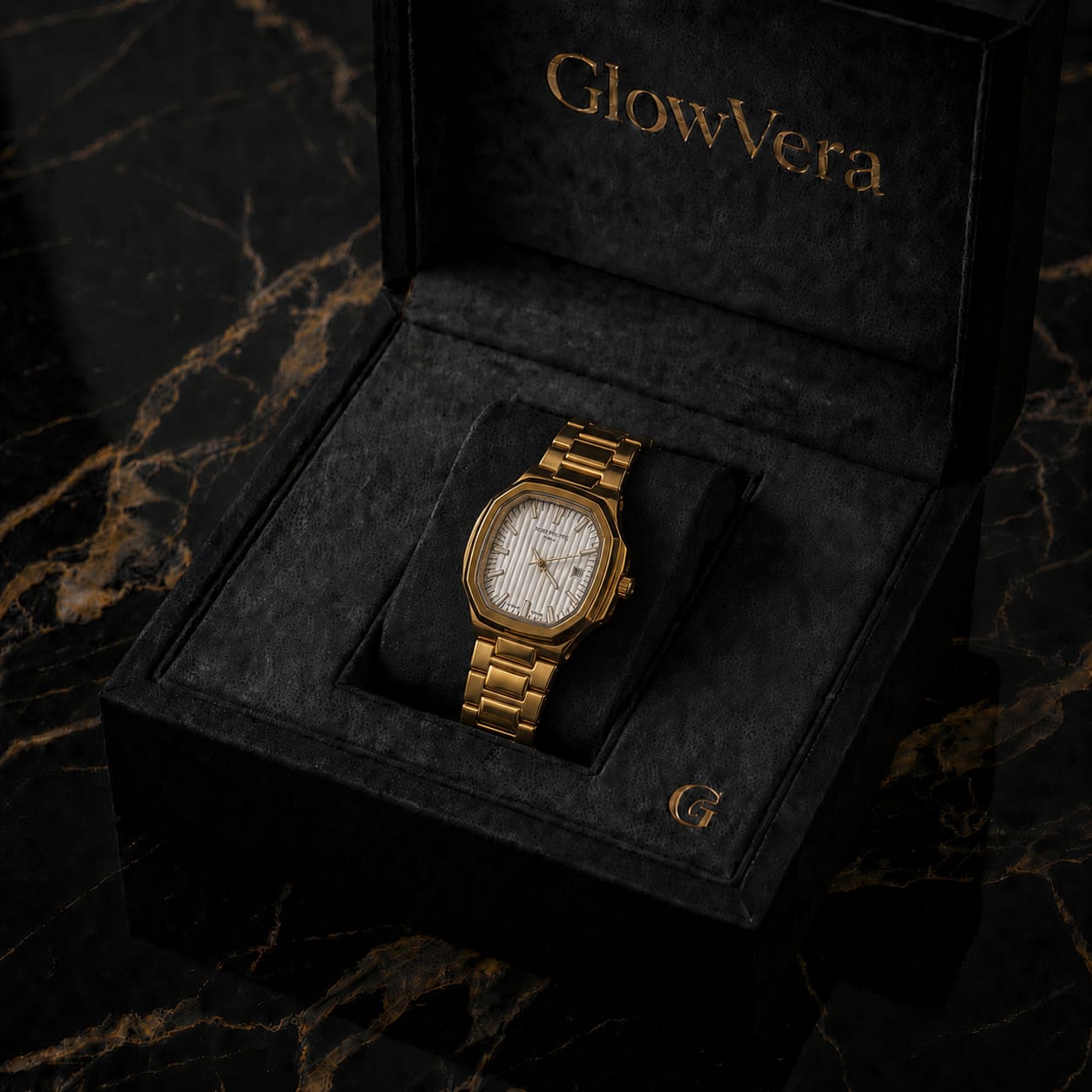 GlowVera Riviera White Dial Full Gold Edition