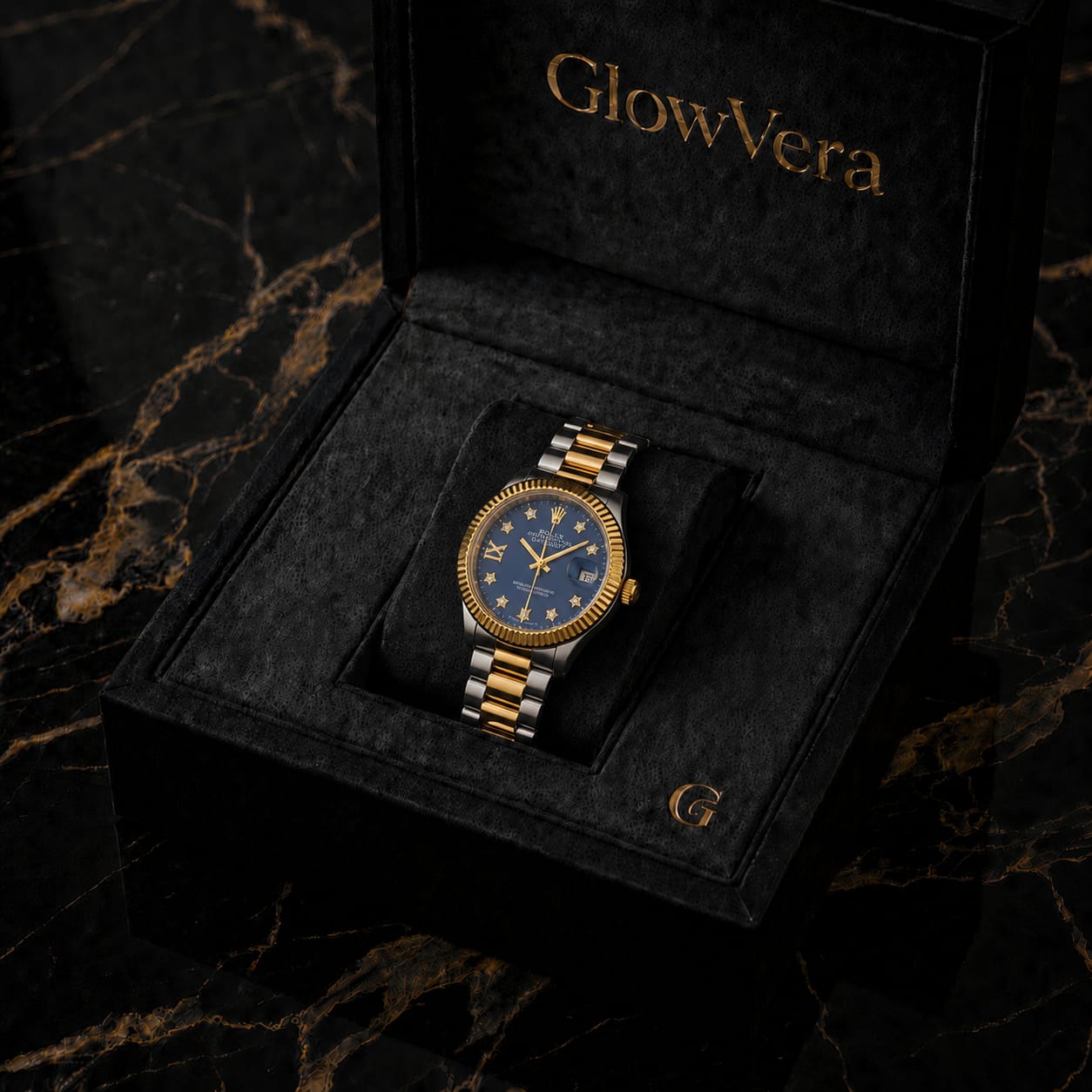 GlowVera Datejust Star-Marker Blue Two-Tone Edition