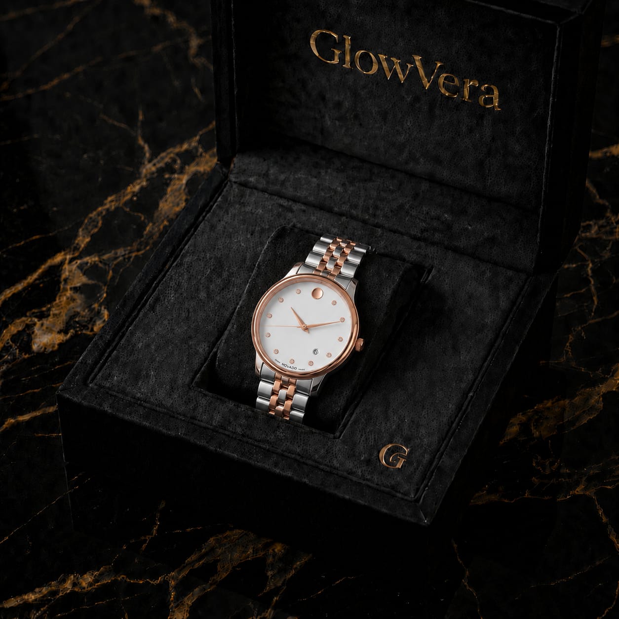 GlowVera Museum White Dial Rose Gold Two-Tone Edition