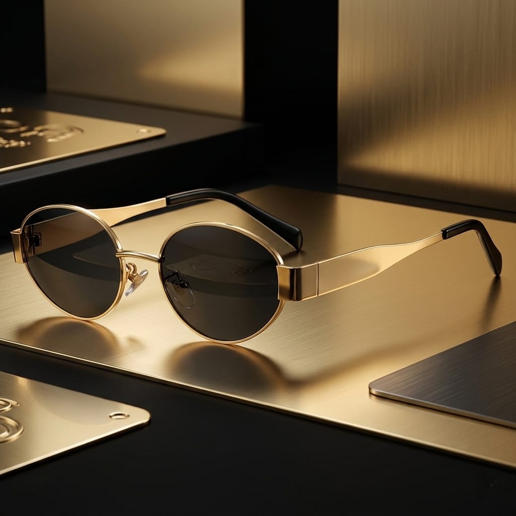 AURÉLLE Gold Oval Retro Sunglasses