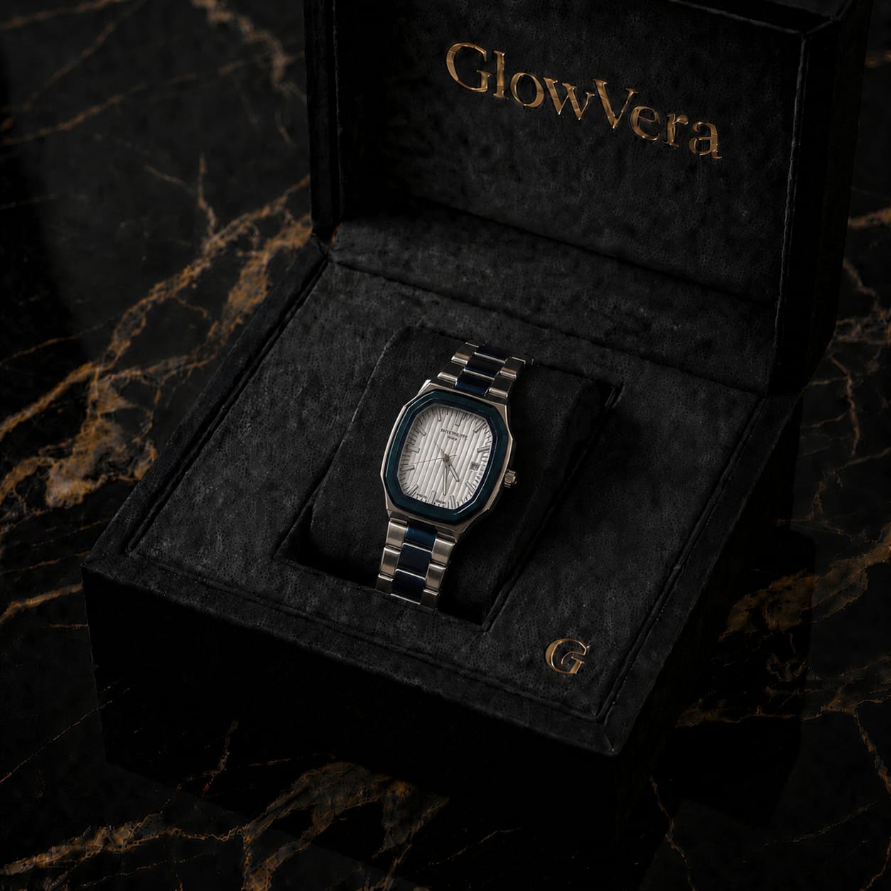 GlowVera Riviera Silver Dial Blue-Trim Edition
