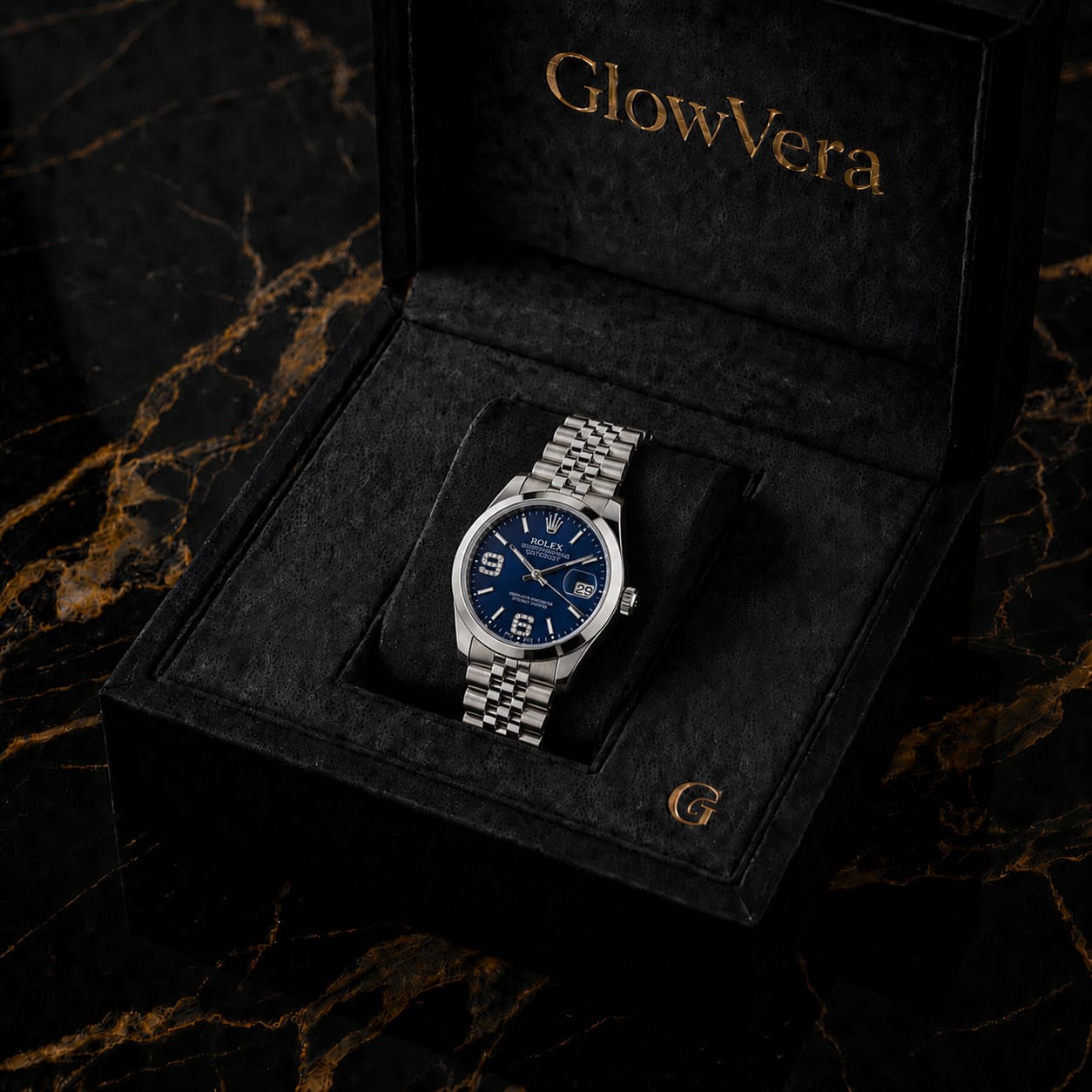 GlowVera Datejust Royal Blue Dial Full Silver Edition