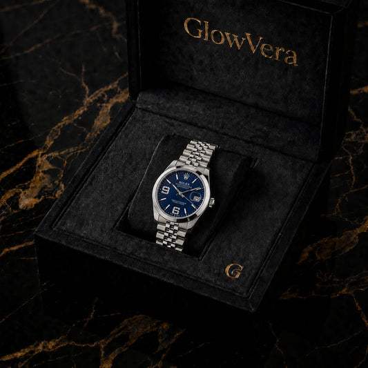 GlowVera Datejust Royal Blue Dial Full Silver Edition