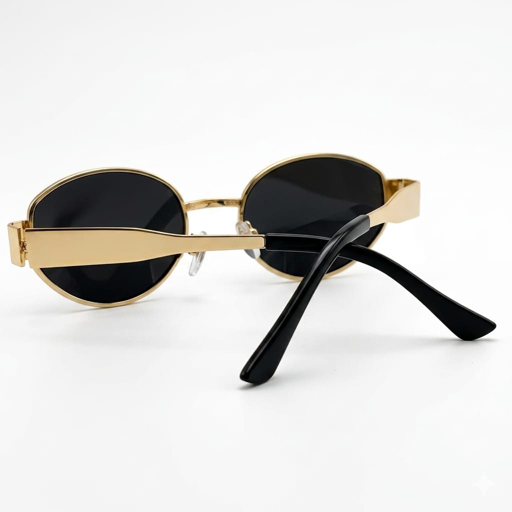 AURÉLLE Gold Oval Retro Sunglasses